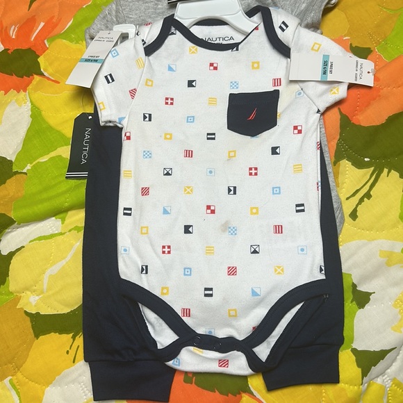 Nautica three piece set (two onesies with a single pair of sweatpants NWT - Picture 4 of 8